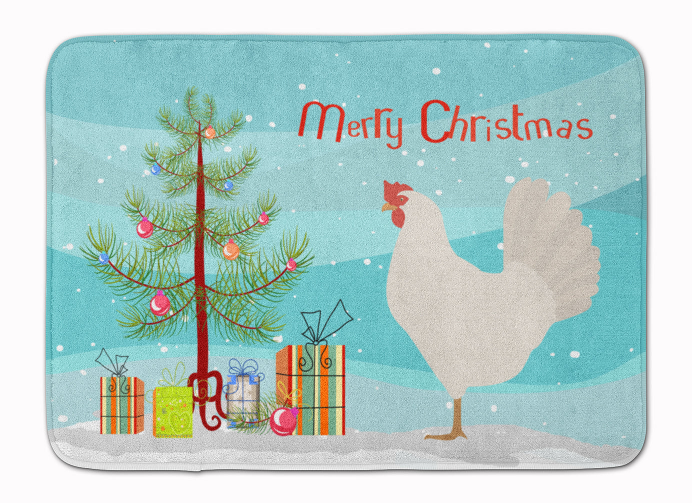 Leghorn Chicken Christmas Memory Foam Kitchen Mat Machine Washable Anti-Fatigue Cushion Comfort Bath or Kitchen Rug