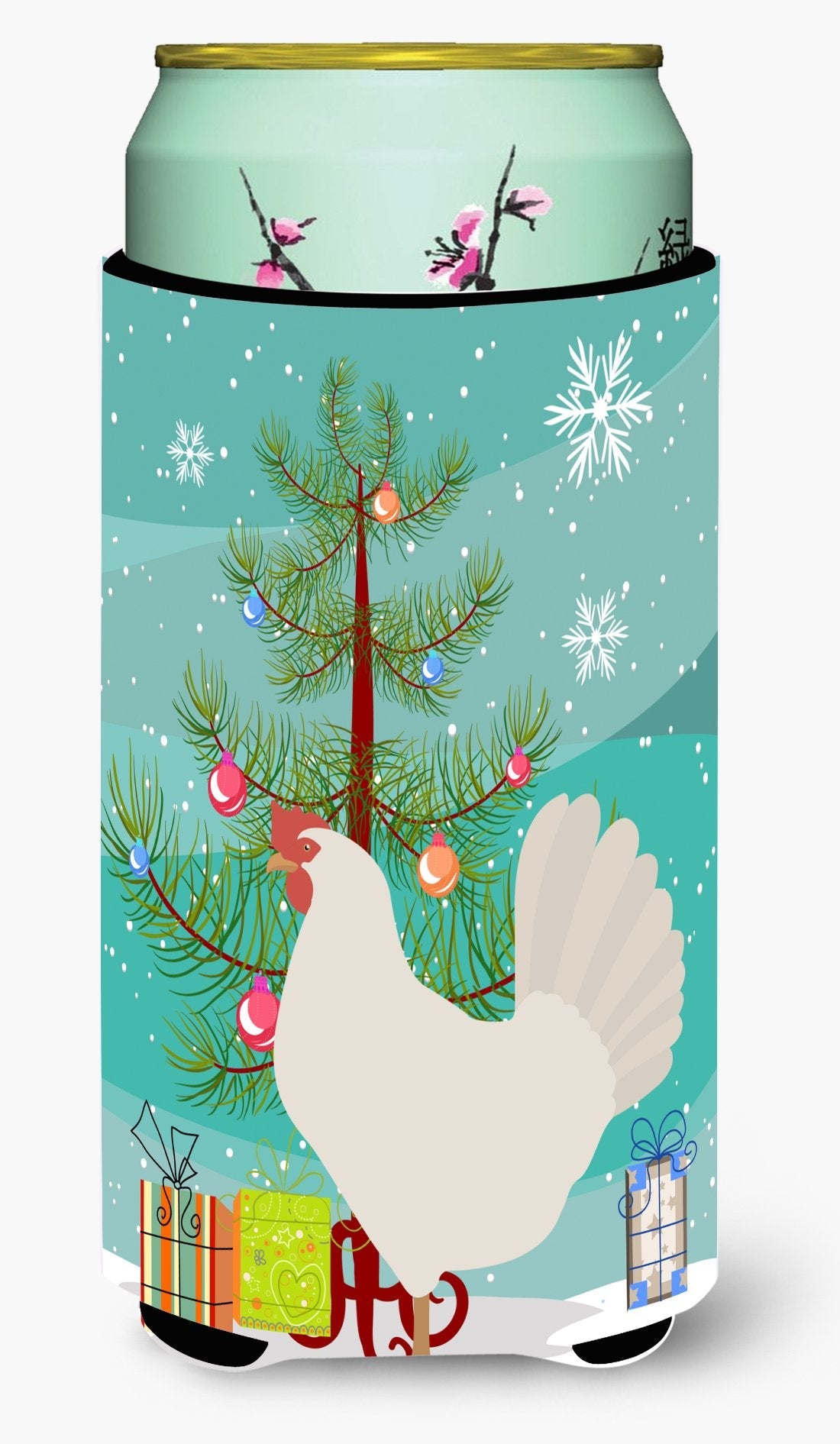 Leghorn Chicken Christmas Tall Boy Hugger Can Cooler Sleeve Machine Washable Drink Collapsible Insulator Beverage Insulated Holder