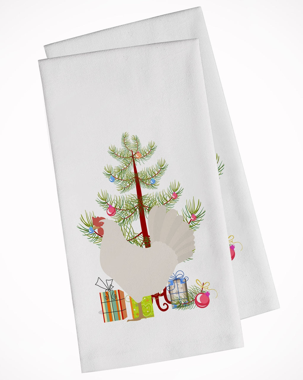 Leghorn Chicken Christmas Kitchen Towel Set of 2 White Dish Towels Decorative Bathroom Hand towel for Hand, Face, Hair, Yoga, Tea, Dishcloth, 19 X 28", White