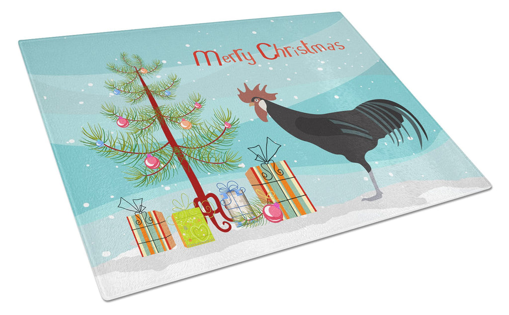 Minorca Ctalalan Chicken Christmas Cutting Board Tempered Glass Kitchen Cutting Surface, Heat Resistant Chopping, Non-Slip Feet, Food Prep & Serving