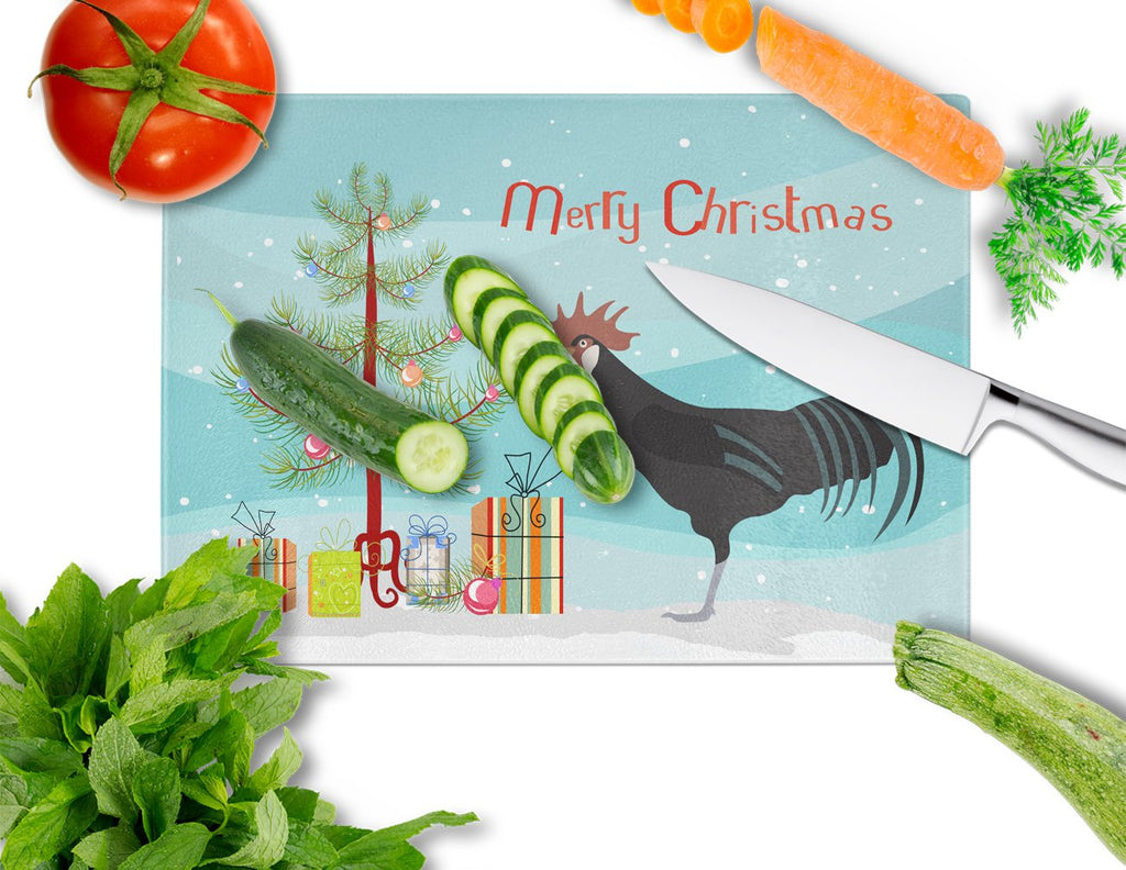 Minorca Ctalalan Chicken Christmas Cutting Board Tempered Glass Kitchen Cutting Surface, Heat Resistant Chopping, Non-Slip Feet, Food Prep & Serving