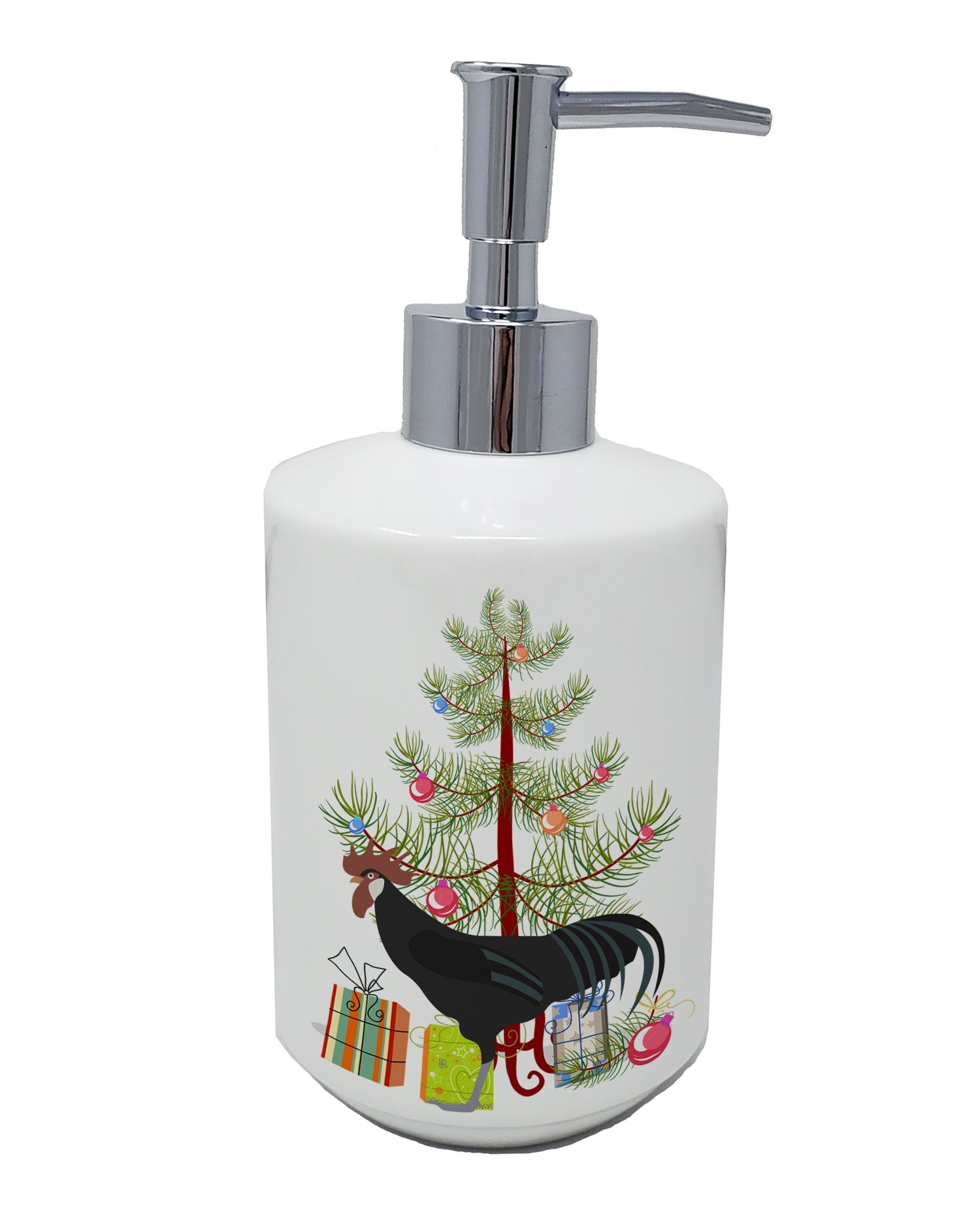 Minorca Ctalalan Chicken Christmas Ceramic Soap Dispenser , Empty Refillable Hand Soap Pump Bottle for Bathroom Kitchen