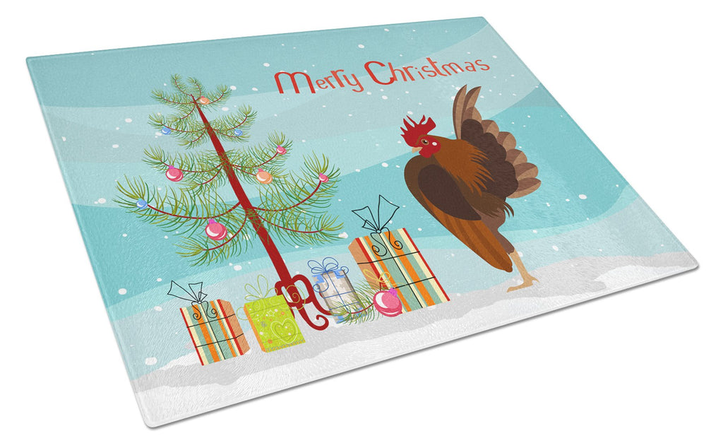 Malaysian Serama Chicken Christmas Cutting Board Tempered Glass Kitchen Cutting Surface, Heat Resistant Chopping, Non-Slip Feet, Food Prep & Serving