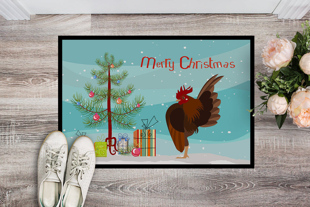 Malaysian Serama Chicken Christmas Doormat Indoor Outdoor 18H X 27W Front Door Mat Rugs for Entryway, Non Slip Washable