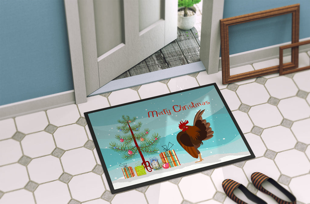 Malaysian Serama Chicken Christmas Doormat Indoor Outdoor 18H X 27W Front Door Mat Rugs for Entryway, Non Slip Washable
