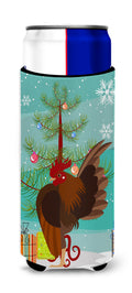 Malaysian Serama Chicken Christmas Slim Can Hugger , Insulated Foam Hugger for 12 oz Slim Cans, Beer Bottles & Water Bottles, Printed in USA