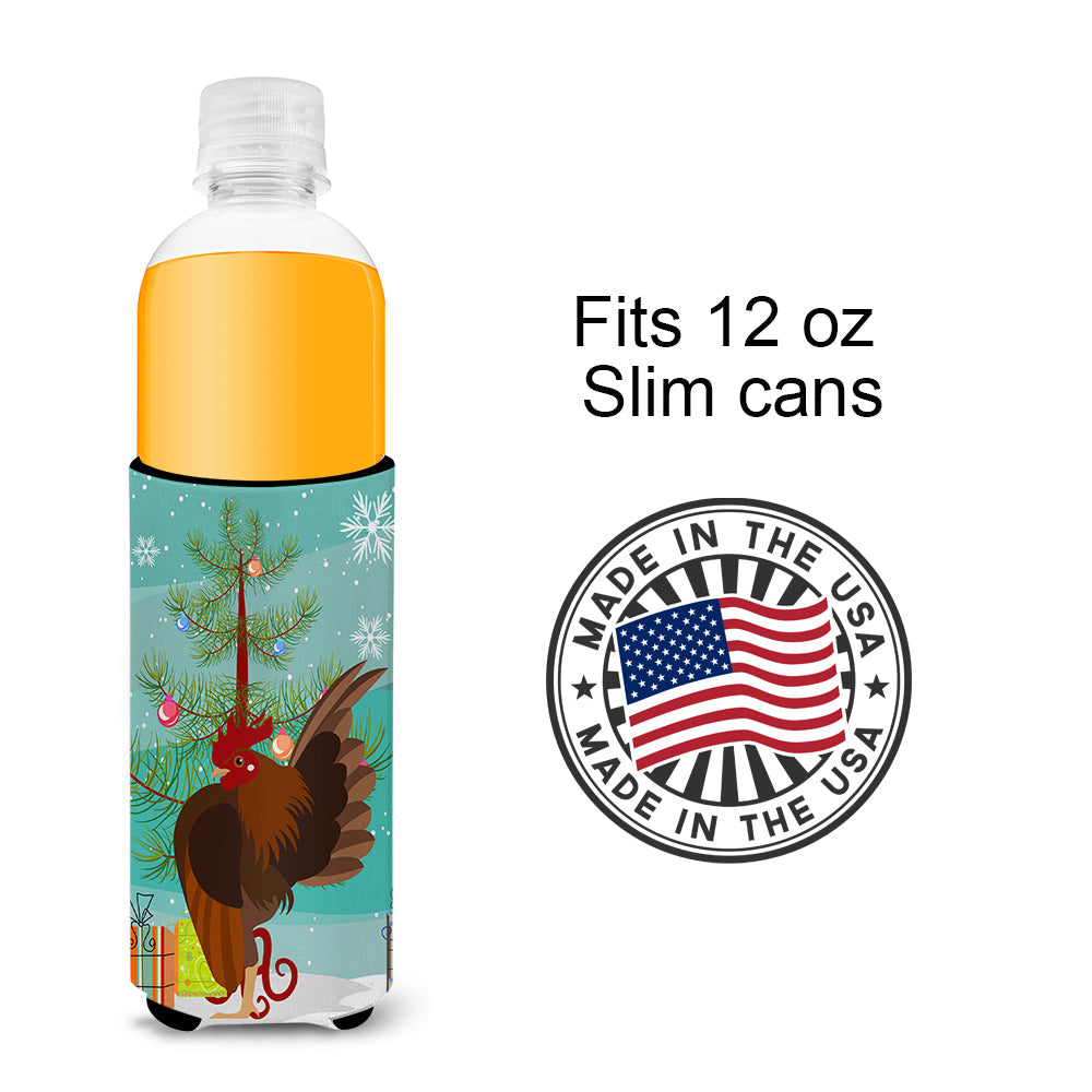 Malaysian Serama Chicken Christmas Slim Can Hugger , Insulated Foam Hugger for 12 oz Slim Cans, Beer Bottles & Water Bottles, Printed in USA