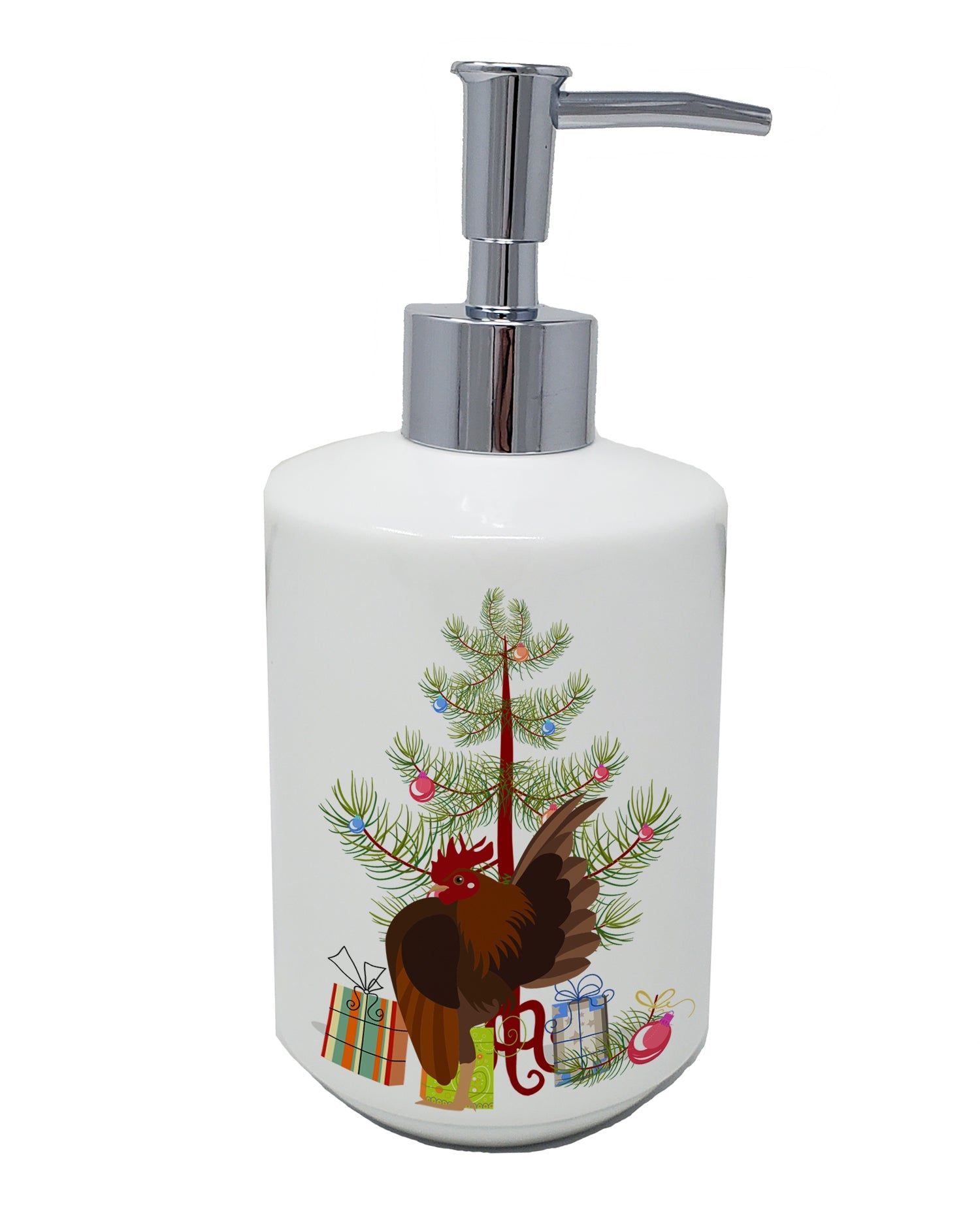 Malaysian Serama Chicken Christmas Ceramic Soap Dispenser , Empty Refillable Hand Soap Pump Bottle for Bathroom Kitchen