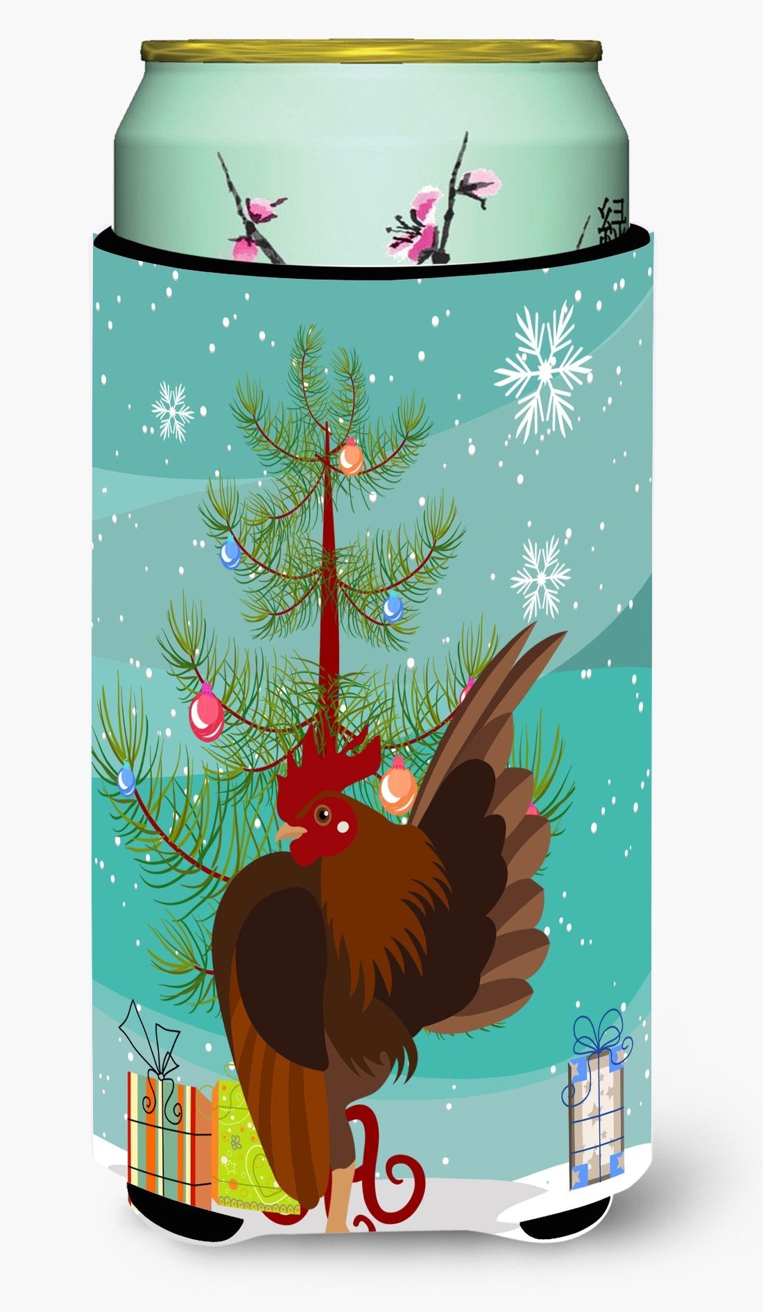 Malaysian Serama Chicken Christmas Tall Boy Hugger Can Cooler Sleeve Machine Washable Drink Collapsible Insulator Beverage Insulated Holder