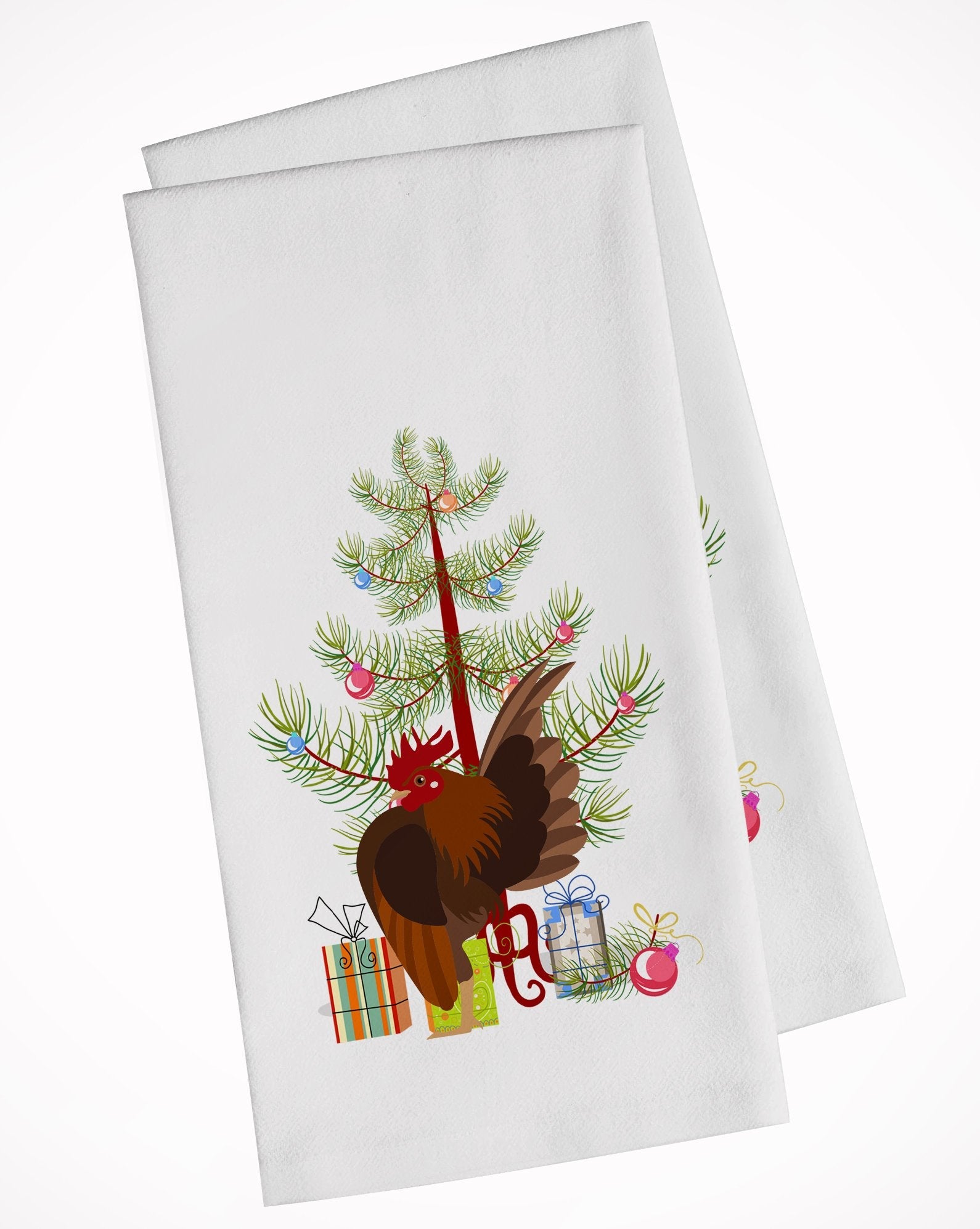Malaysian Serama Chicken Christmas Kitchen Towel Set of 2 White Dish Towels Decorative Bathroom Hand towel for Hand, Face, Hair, Yoga, Tea, Dishcloth, 19 X 28", White