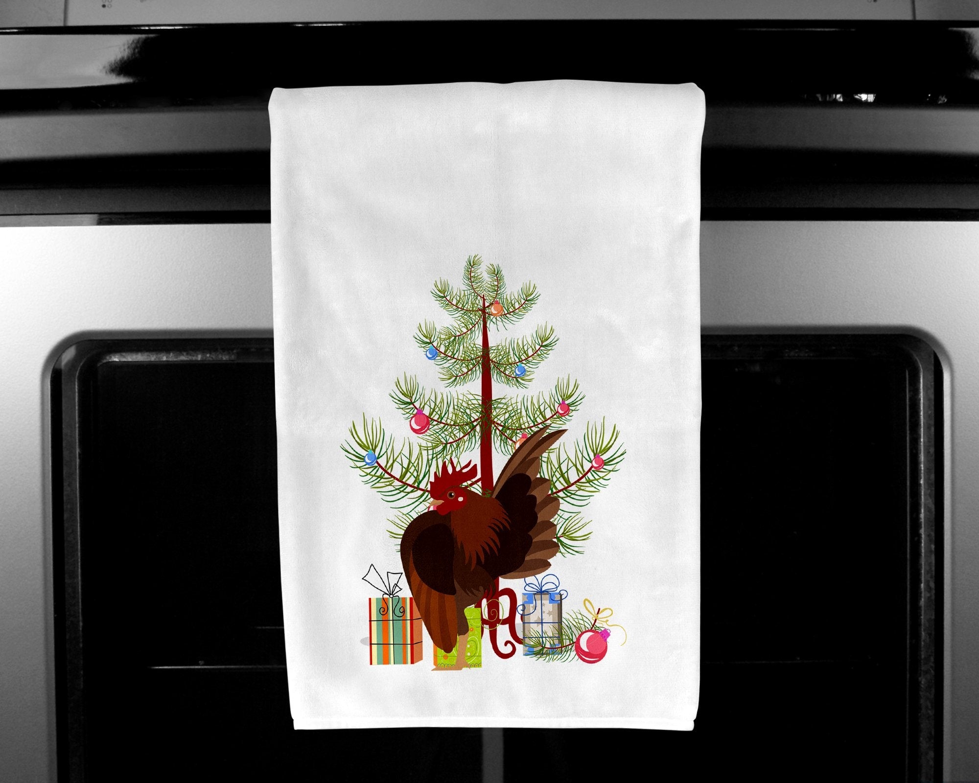 Malaysian Serama Chicken Christmas Kitchen Towel Set of 2 White Dish Towels Decorative Bathroom Hand towel for Hand, Face, Hair, Yoga, Tea, Dishcloth, 19 X 28", White