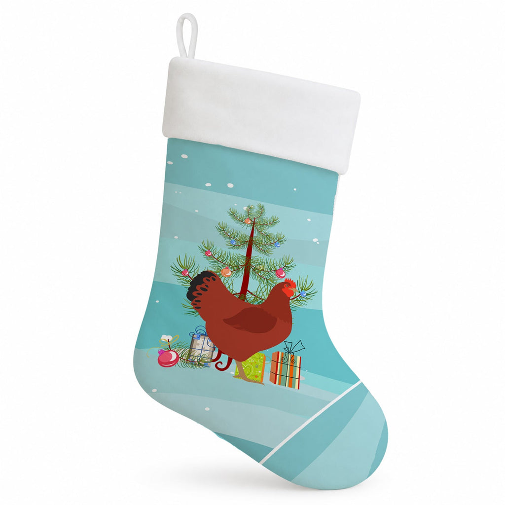 New Hampshire Red Chicken Christmas Holiday Stocking Double-Sided Print, Polyester Suede,11x18, Made in USA