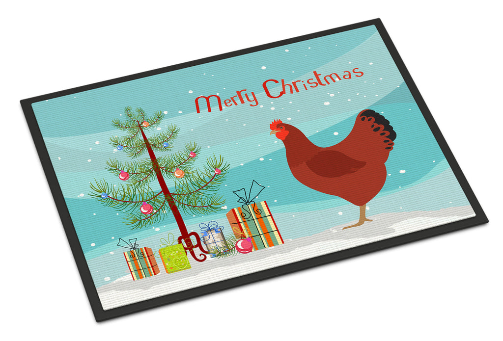 New Hampshire Red Chicken Christmas Doormat Indoor Outdoor 24H X 36W Front Door Mat Rugs for Entryway, Non Slip Washable Low Pile,