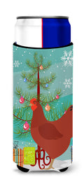 New Hampshire Red Chicken Christmas Slim Can Hugger , Insulated Foam Hugger for 12 oz Slim Cans, Beer Bottles & Water Bottles, Printed in USA