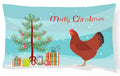 New Hampshire Red Chicken Christmas Decorative Throw Pillow 12x16 Indoor Outdoor Accent Cushion, Fabric Cover with Insert for Sofa, Bed, Porch & Living Room
