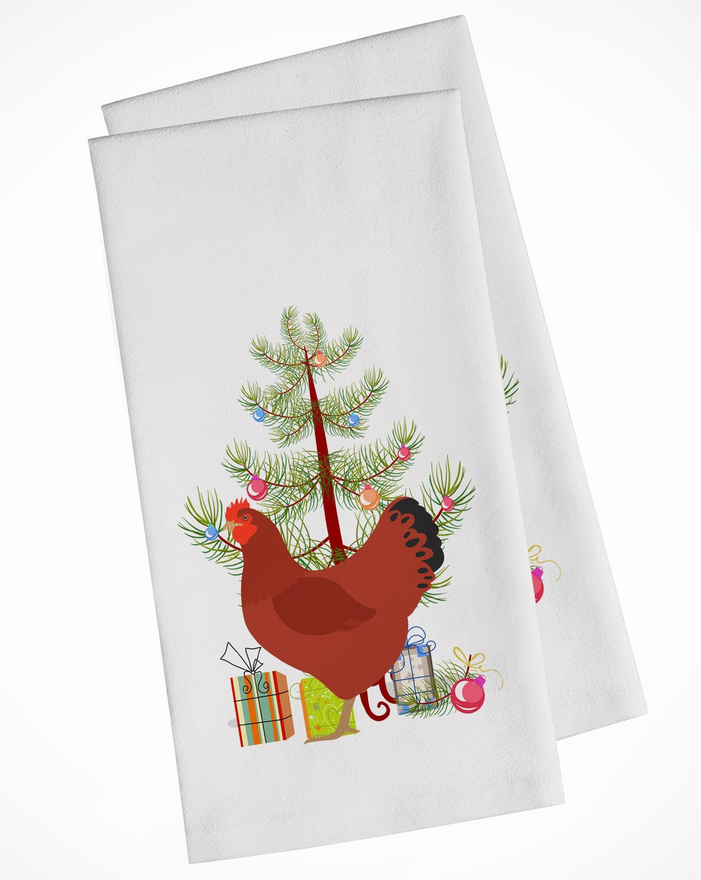New Hampshire Red Chicken Christmas Kitchen Towel Set of 2 White Dish Towels Decorative Bathroom Hand towel for Hand, Face, Hair, Yoga, Tea, Dishcloth, 19 X 28", White
