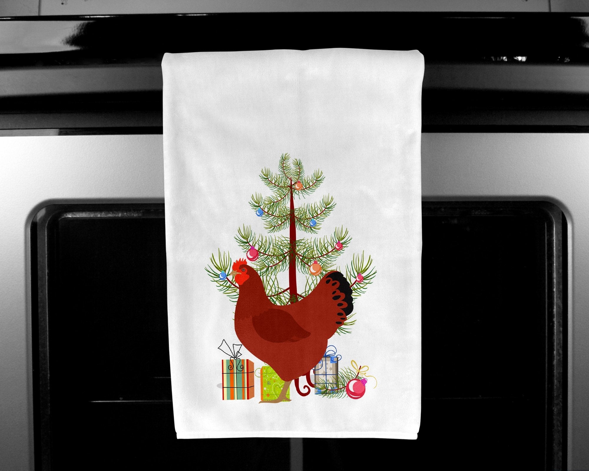 New Hampshire Red Chicken Christmas Kitchen Towel Set of 2 White Dish Towels Decorative Bathroom Hand towel for Hand, Face, Hair, Yoga, Tea, Dishcloth, 19 X 28", White