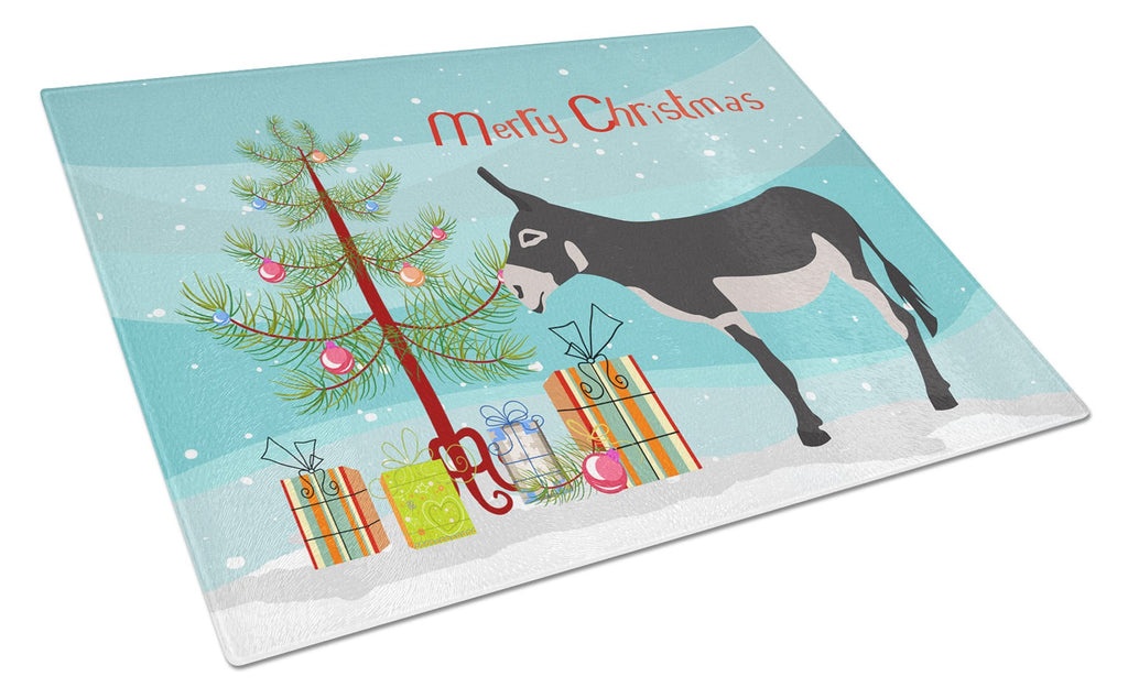 American Mammoth Jack Donkey Christmas Cutting Board Tempered Glass Kitchen Cutting Surface, Heat Resistant Chopping, Non-Slip Feet, Food Prep & Serving