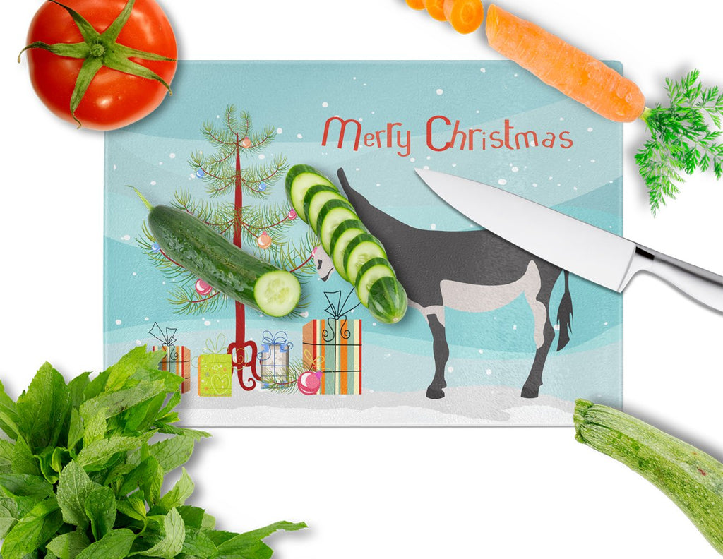 American Mammoth Jack Donkey Christmas Cutting Board Tempered Glass Kitchen Cutting Surface, Heat Resistant Chopping, Non-Slip Feet, Food Prep & Serving