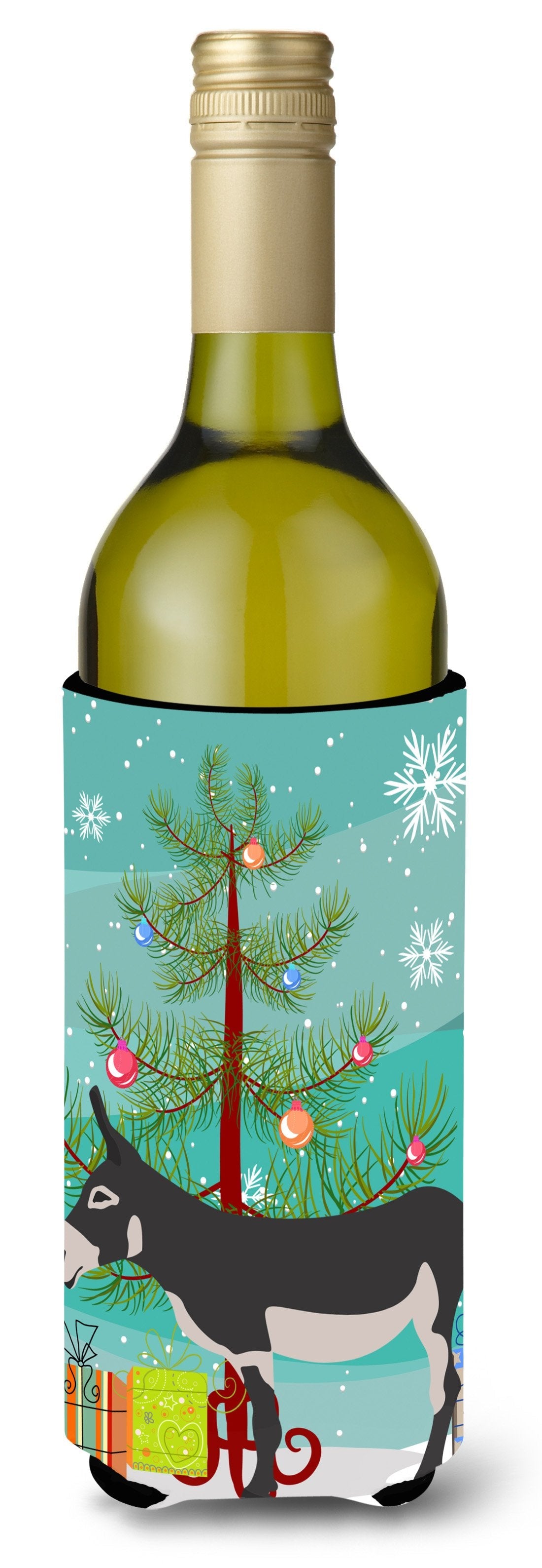 American Mammoth Jack Donkey Christmas Wine Bottle Hugger Gift Sleeve for Standard 750 ml Bottles, Insulated Reusable Also Fits Mini Shot & Pint Bottles