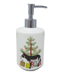 American Mammoth Jack Donkey Christmas Ceramic Soap Dispenser , Empty Refillable Hand Soap Pump Bottle for Bathroom Kitchen