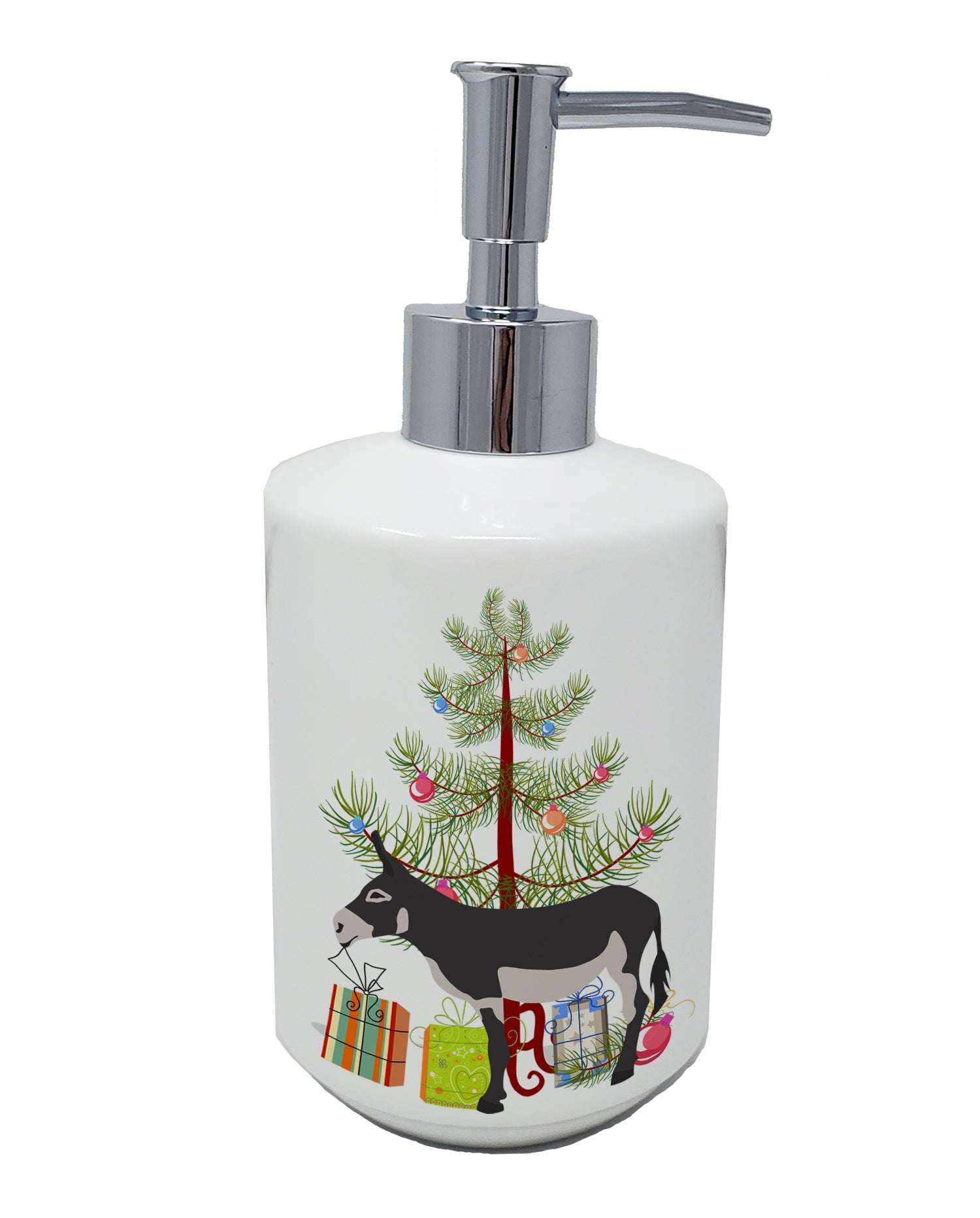 American Mammoth Jack Donkey Christmas Ceramic Soap Dispenser , Empty Refillable Hand Soap Pump Bottle for Bathroom Kitchen
