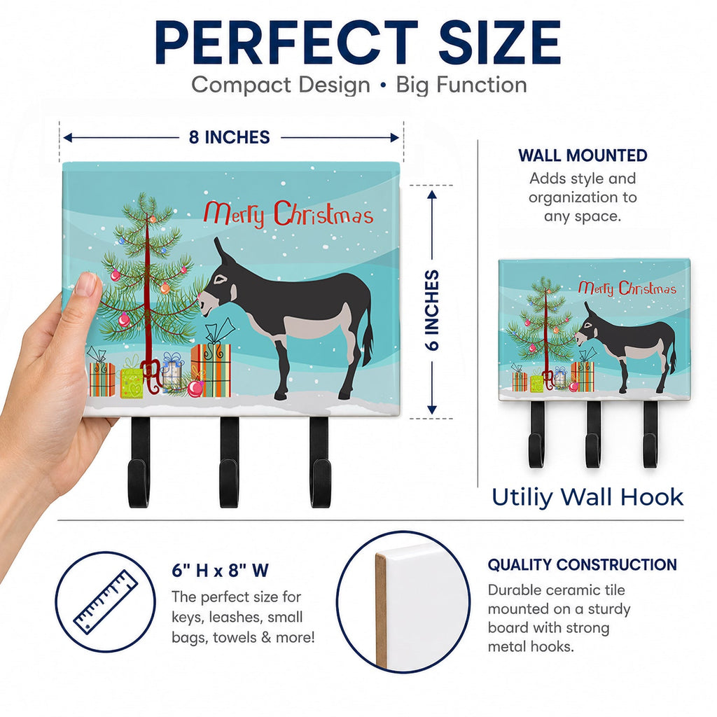 American Mammoth Jack Donkey Christmas Leash or Key Holder Wall Hooks, Coat Rack Wall Mount, for Hanging Keys, Towels, Aprons, Leashes