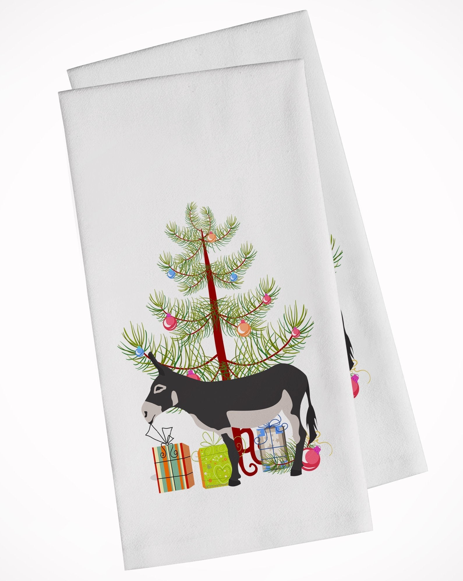 American Mammoth Jack Donkey Christmas Kitchen Towel Set of 2 White Dish Towels Decorative Bathroom Hand towel for Hand, Face, Hair, Yoga, Tea, Dishcloth, 19 X 28", White