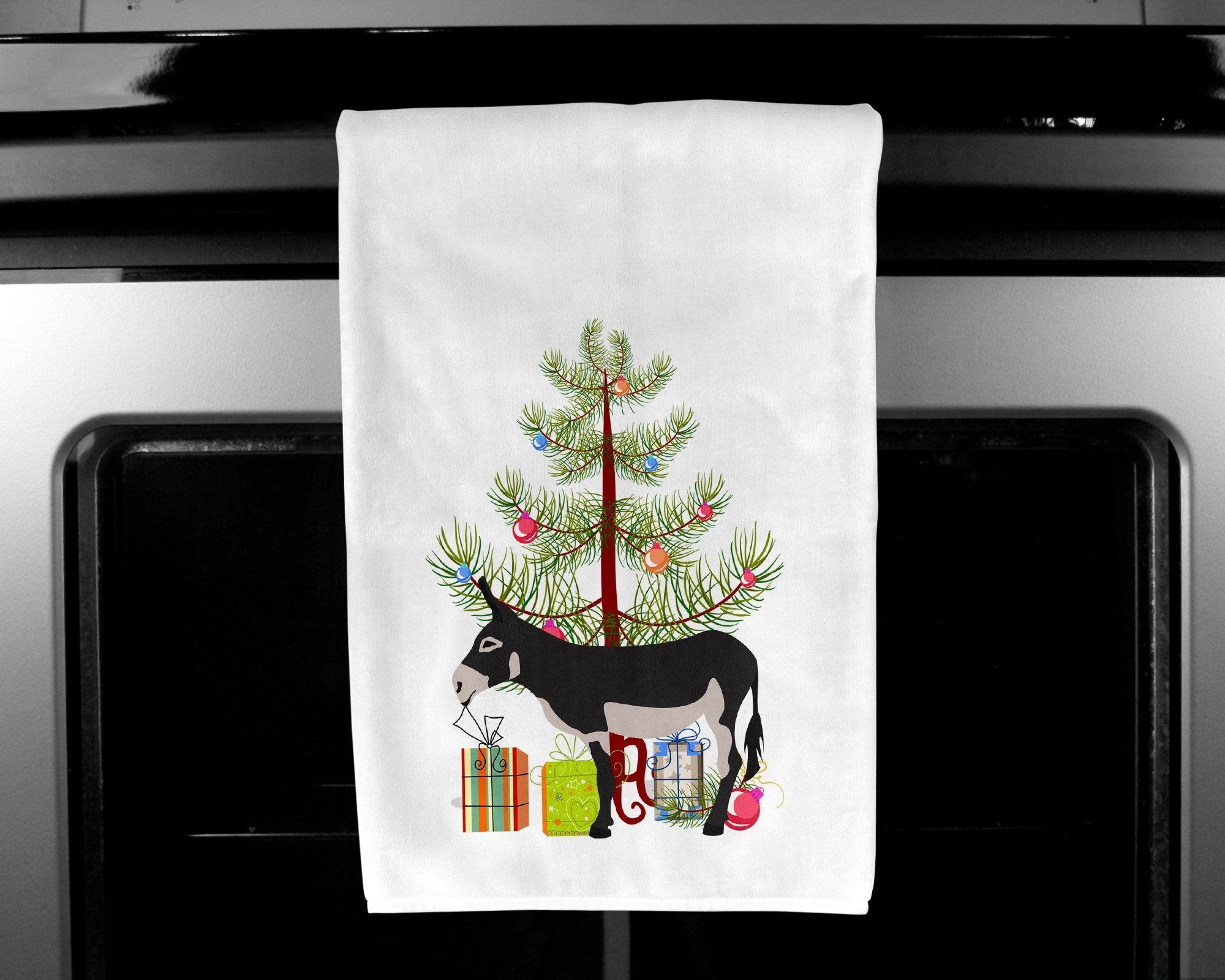 American Mammoth Jack Donkey Christmas Kitchen Towel Set of 2 White Dish Towels Decorative Bathroom Hand towel for Hand, Face, Hair, Yoga, Tea, Dishcloth, 19 X 28", White