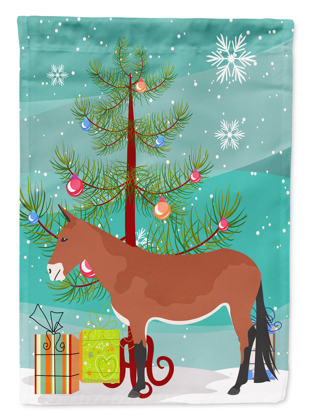 Mule Christmas House Flag 28x40 Porch Sleeve Pole Decorative Outside Yard Banner Artwork Wall Hanging, Polyester