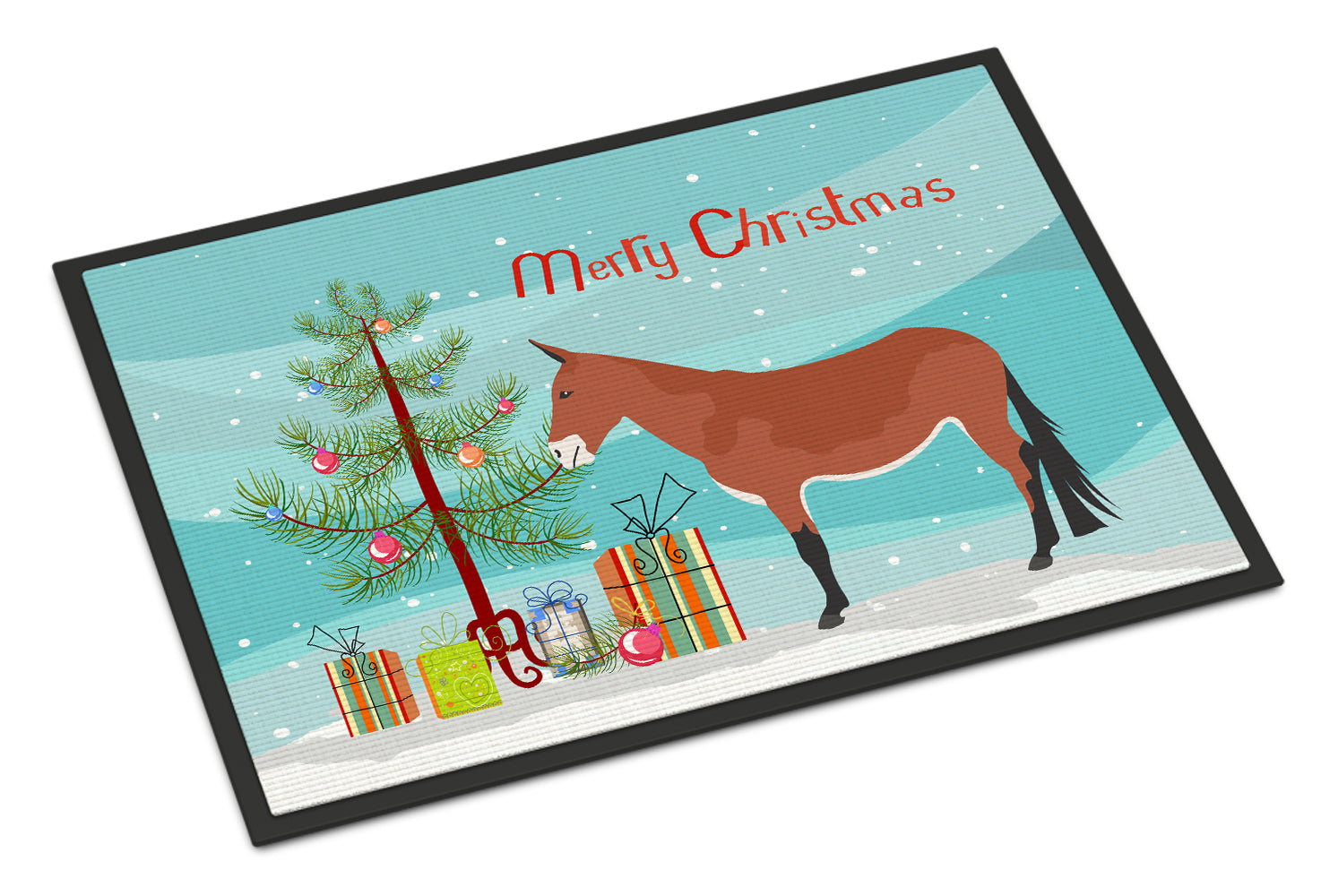 Mule Christmas Doormat Indoor Outdoor 24H X 36W Front Door Mat Rugs for Entryway, Non Slip Washable Low Pile,