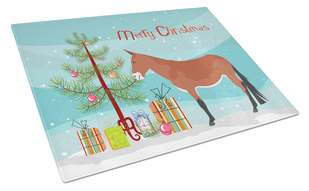 Mule Christmas Cutting Board Tempered Glass Kitchen Cutting Surface, Heat Resistant Chopping, Non-Slip Feet, Food Prep & Serving