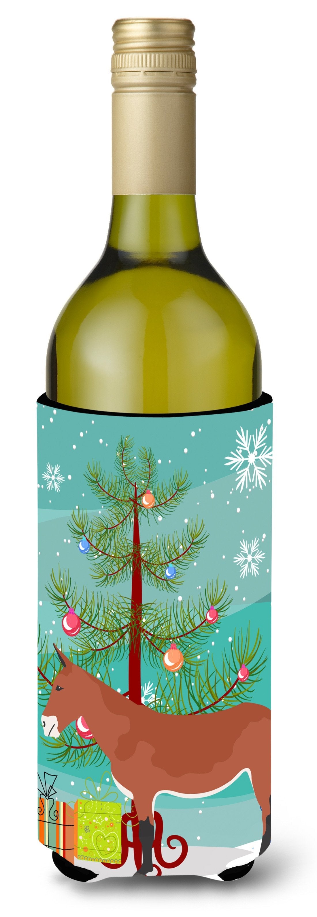 Mule Christmas Wine Bottle Hugger Gift Sleeve for Standard 750 ml Bottles, Insulated Reusable Also Fits Mini Shot & Pint Bottles