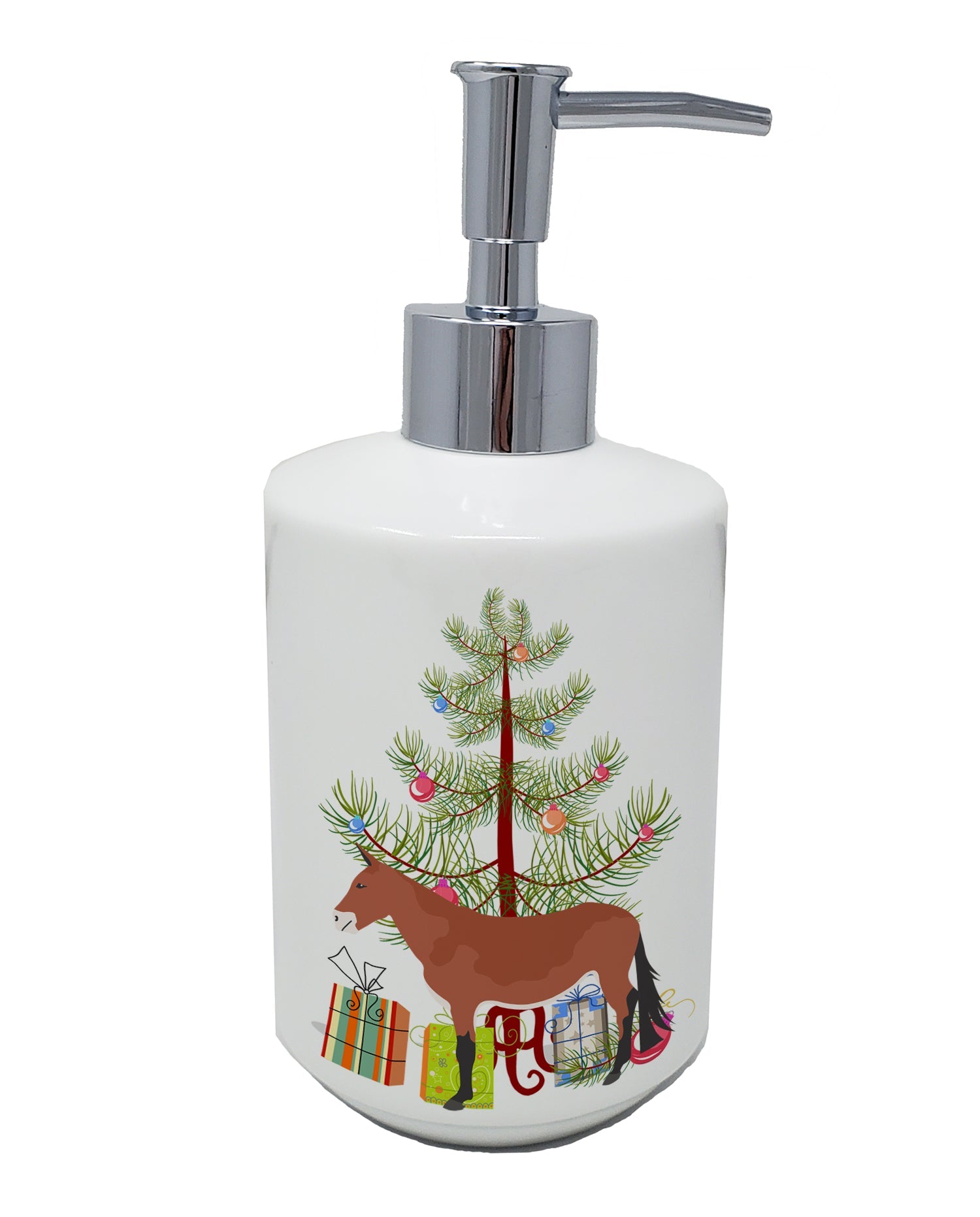 Mule Christmas Ceramic Soap Dispenser , Empty Refillable Hand Soap Pump Bottle for Bathroom Kitchen