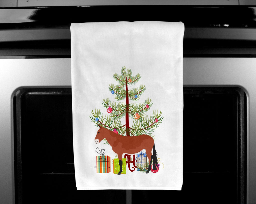 Mule Christmas Kitchen Towel Set of 2 White Dish Towels Decorative Bathroom Hand towel for Hand, Face, Hair, Yoga, Tea, Dishcloth, 19 X 28", White