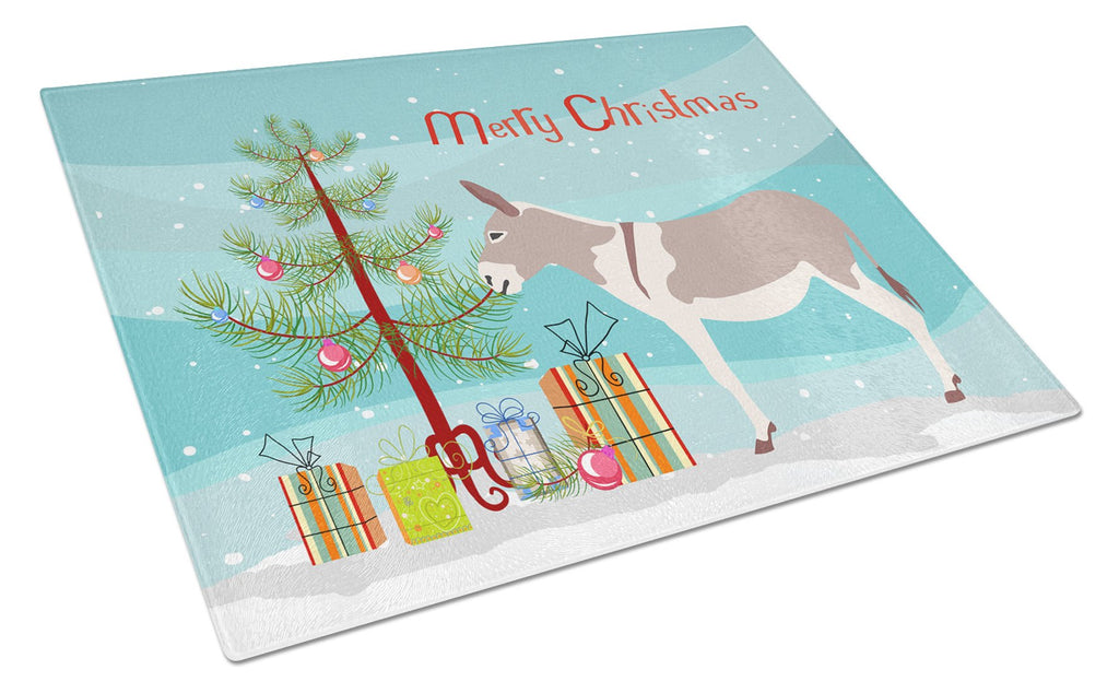 Australian Teamster Donkey Christmas Cutting Board Tempered Glass Kitchen Cutting Surface, Heat Resistant Chopping, Non-Slip Feet, Food Prep & Serving