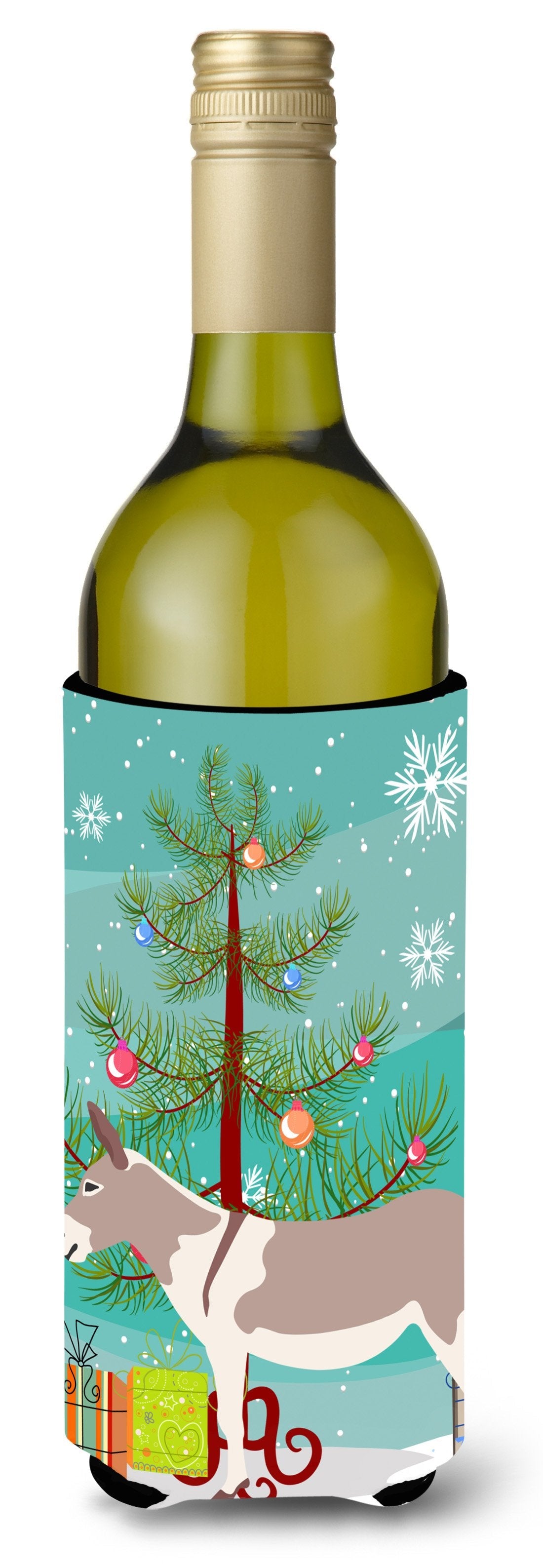 Australian Teamster Donkey Christmas Wine Bottle Hugger Gift Sleeve for Standard 750 ml Bottles, Insulated Reusable Also Fits Mini Shot & Pint Bottles