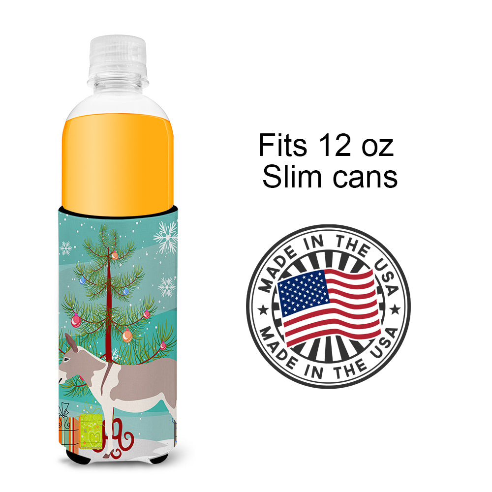 Australian Teamster Donkey Christmas Slim Can Hugger , Insulated Foam Hugger for 12 oz Slim Cans, Beer Bottles & Water Bottles, Printed in USA