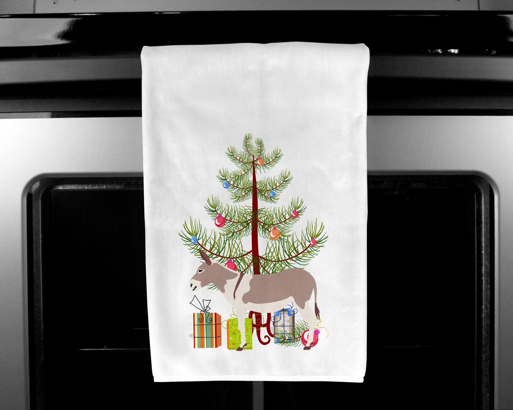 Australian Teamster Donkey Christmas Kitchen Towel Set of 2 White Dish Towels Decorative Bathroom Hand towel for Hand, Face, Hair, Yoga, Tea, Dishcloth, 19 X 28", White