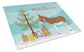 Miniature Mediterranian Donkey Christmas Cutting Board Tempered Glass Kitchen Cutting Surface, Heat Resistant Chopping, Non-Slip Feet, Food Prep & Serving