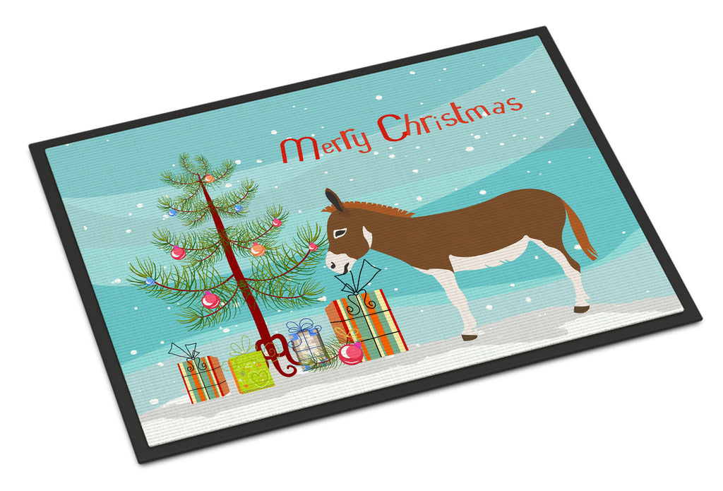 Miniature Mediterranian Donkey Christmas Doormat Indoor Outdoor 18H X 27W Front Door Mat Rugs for Entryway, Non Slip Washable