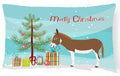 Miniature Mediterranian Donkey Christmas Decorative Throw Pillow 12x16 Indoor Outdoor Accent Cushion, Fabric Cover with Insert for Sofa, Bed, Porch & Living Room
