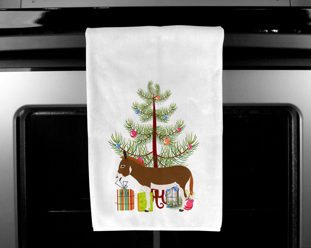 Miniature Mediterranian Donkey Christmas Kitchen Towel Set of 2 White Dish Towels Decorative Bathroom Hand towel for Hand, Face, Hair, Yoga, Tea, Dishcloth, 19 X 28", White