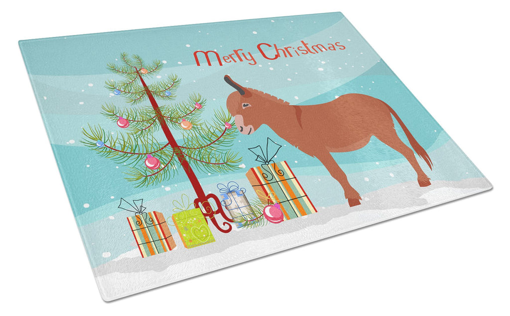 Irish Donkey Christmas Cutting Board Tempered Glass Kitchen Cutting Surface, Heat Resistant Chopping, Non-Slip Feet, Food Prep & Serving