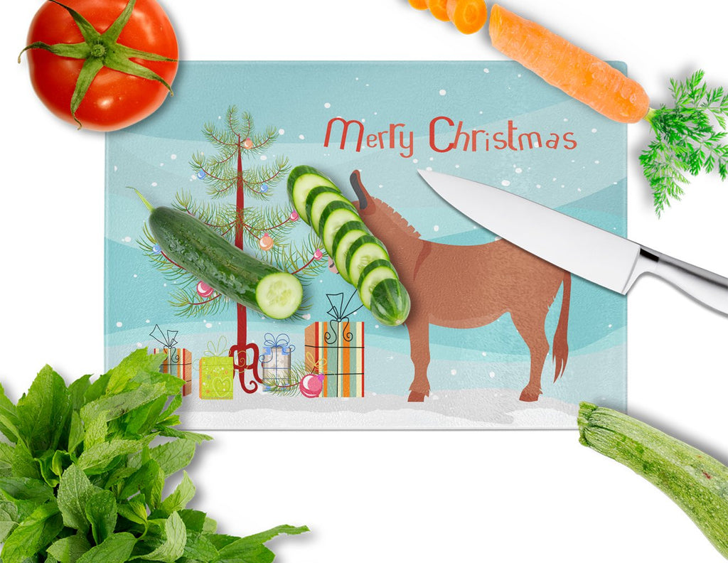 Irish Donkey Christmas Cutting Board Tempered Glass Kitchen Cutting Surface, Heat Resistant Chopping, Non-Slip Feet, Food Prep & Serving