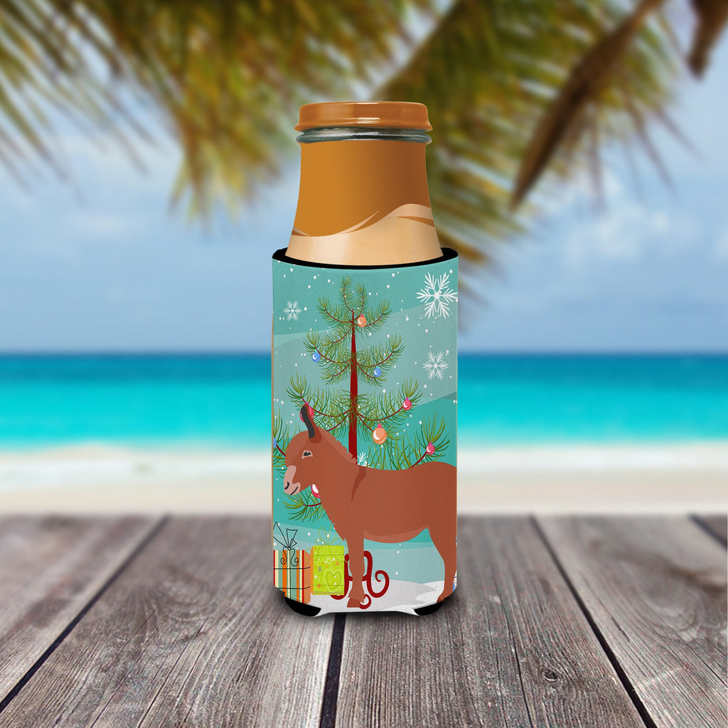 Irish Donkey Christmas Slim Can Hugger , Insulated Foam Hugger for 12 oz Slim Cans, Beer Bottles & Water Bottles, Printed in USA