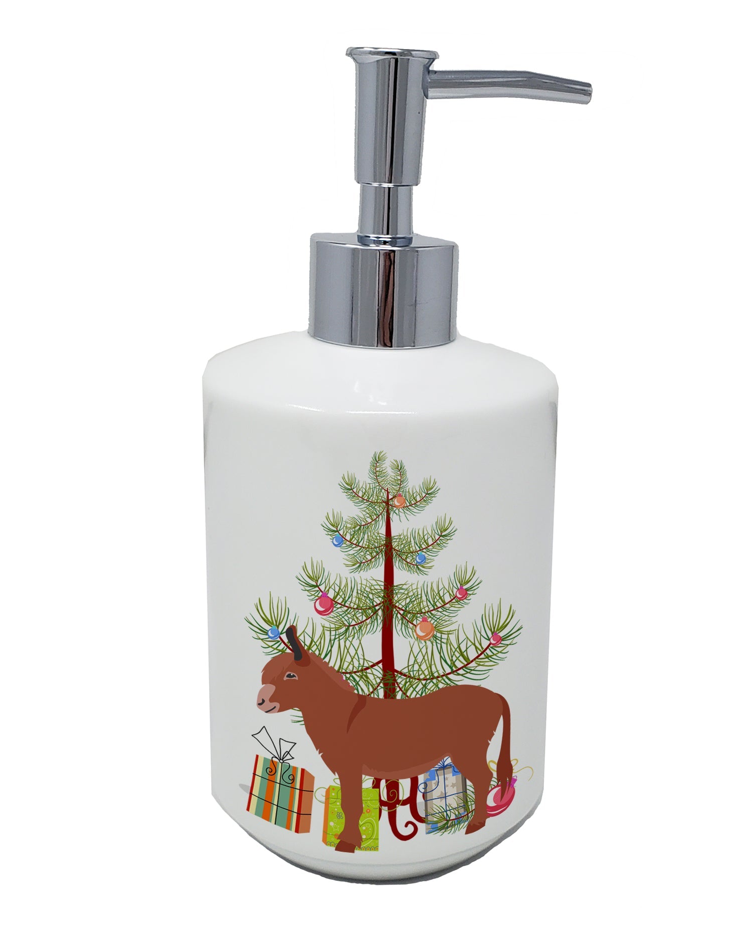 Irish Donkey Christmas Ceramic Soap Dispenser , Empty Refillable Hand Soap Pump Bottle for Bathroom Kitchen