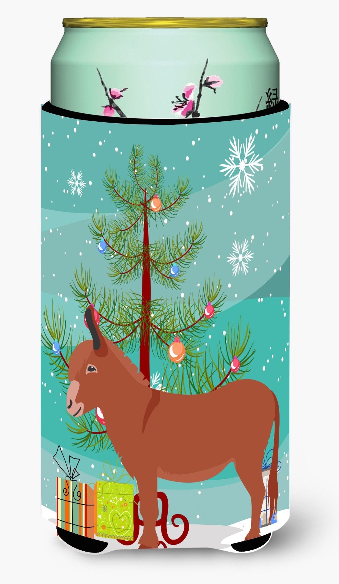 Irish Donkey Christmas Tall Boy Hugger Can Cooler Sleeve Machine Washable Drink Collapsible Insulator Beverage Insulated Holder