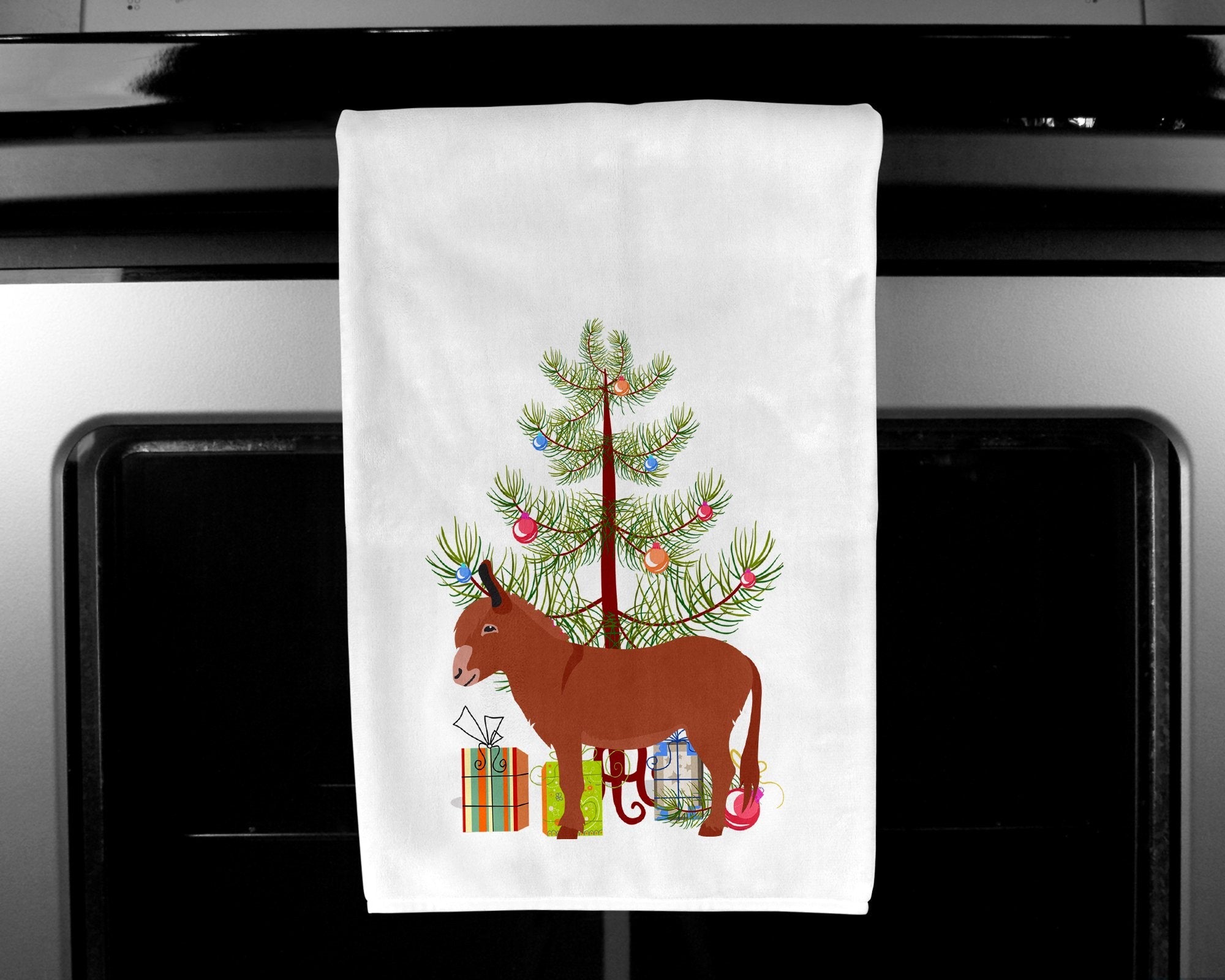 Irish Donkey Christmas Kitchen Towel Set of 2 White Dish Towels Decorative Bathroom Hand towel for Hand, Face, Hair, Yoga, Tea, Dishcloth, 19 X 28", White