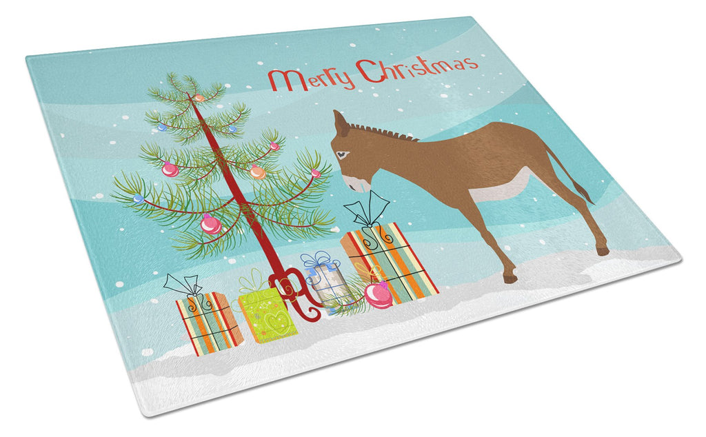 Cotentin Donkey Christmas Cutting Board Tempered Glass Kitchen Cutting Surface, Heat Resistant Chopping, Non-Slip Feet, Food Prep & Serving